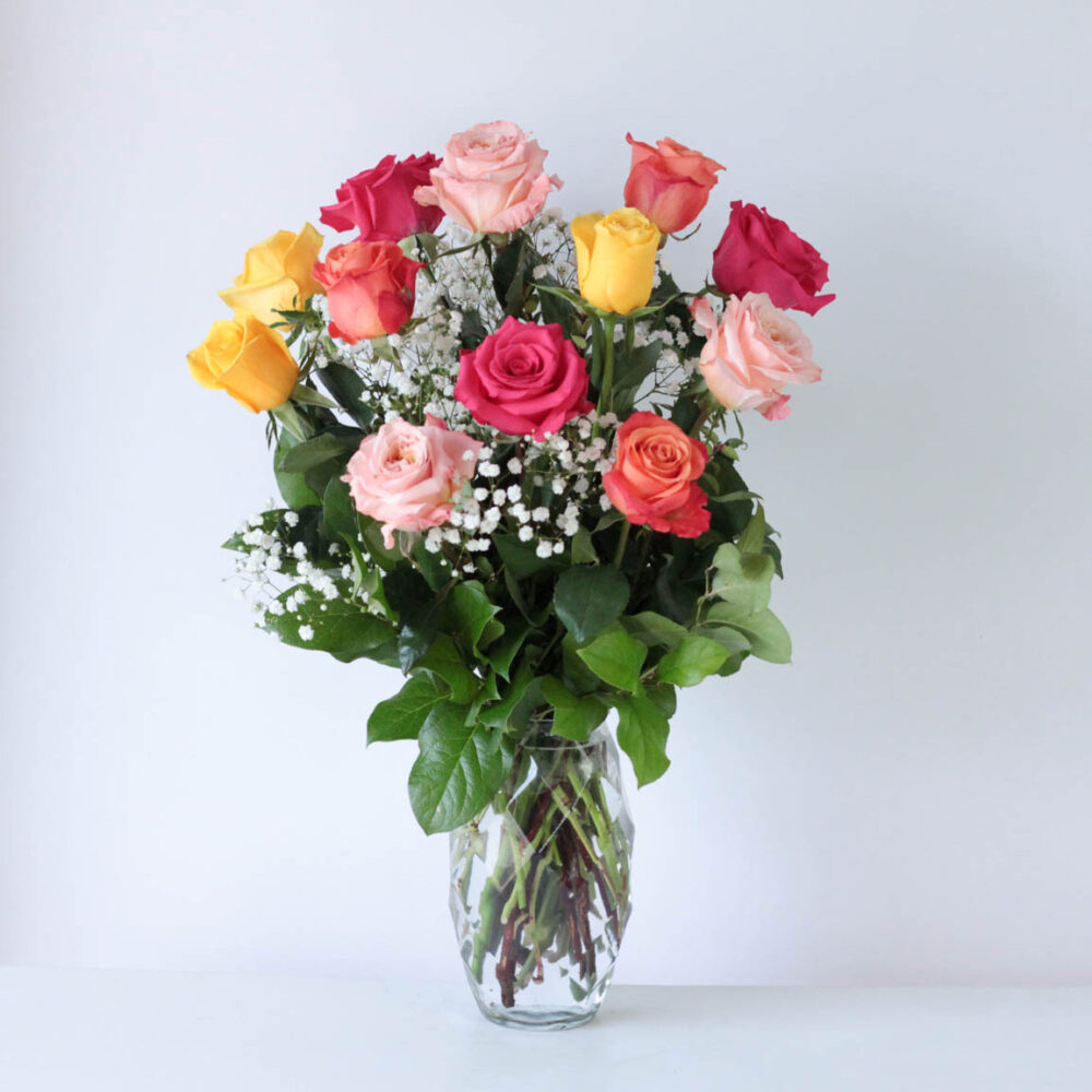 Colors of Love Roses Flower Arrangement